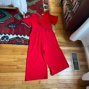 Anthropologie Red Jumpsuit